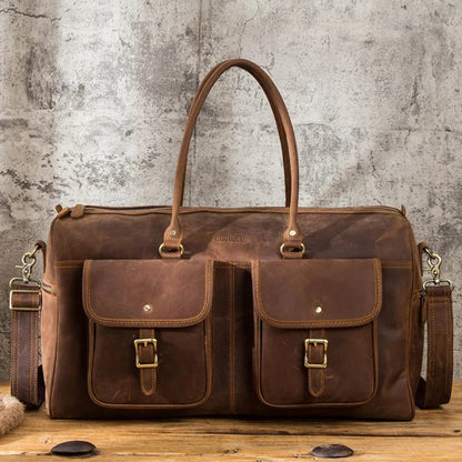 Cowhide Leather Travel Bag for Men ⎜ Robust Leather Travel Bag with Large Capacity