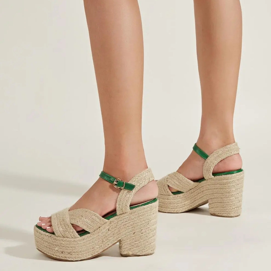 Platform Sandals for Women ⎜ Summery Wedge Shoes with Jute Rope and Comfortable Block Heel for Everyday Wear
