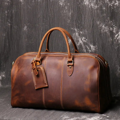 Travel Bag for Men ⎜ Robust Leather Bag with Shoulder Strap and Large Capacity
