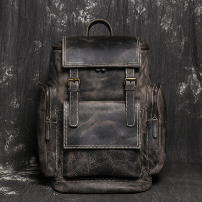 Laptop Backpack for Men ⎜ Large Leather Backpack with Side Pockets and Extra Storage Space for Travelling