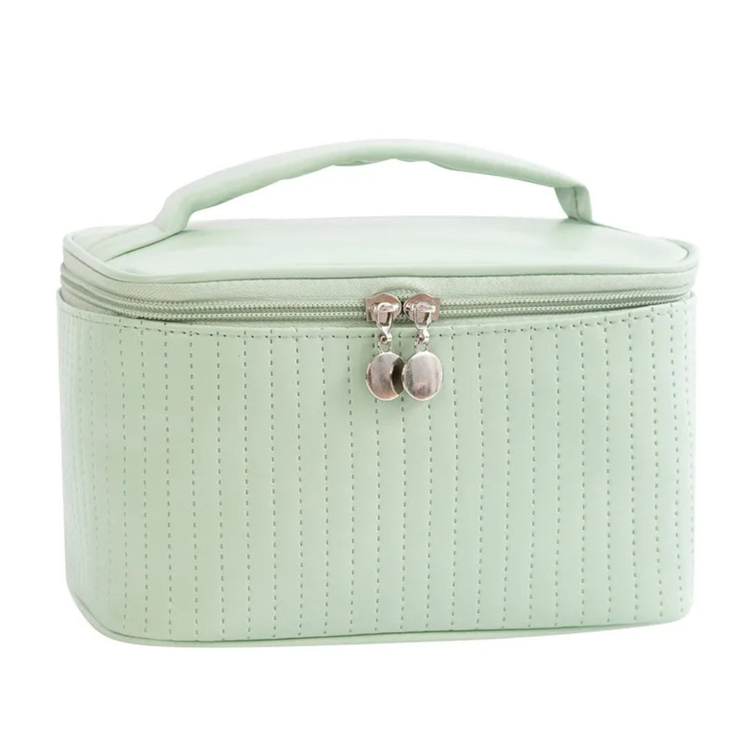 Cosmetics Bag for Women ⎜ Portable Travel Bag with Carrying Handle and Textured Surface for Make - Up