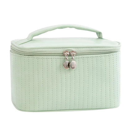 Cosmetics Bag for Women ⎜ Portable Travel Bag with Carrying Handle and Textured Surface for Make - Up