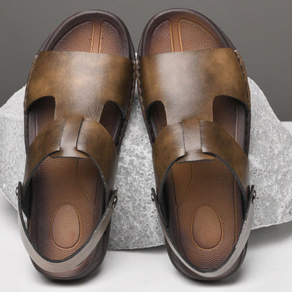 Men's Sandals ⎜ Comfortable Leather Shoes in Roman Style with Adjustable Strap for Summer