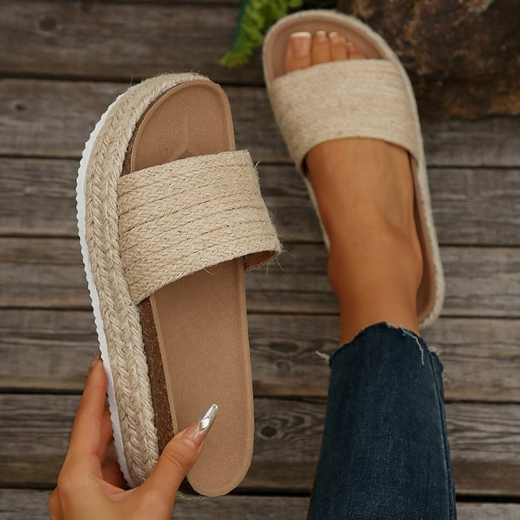 Sandals for Women ⎜ Comfortable Shoes with a Hemp Rope Design and Muffin Sole for Summer