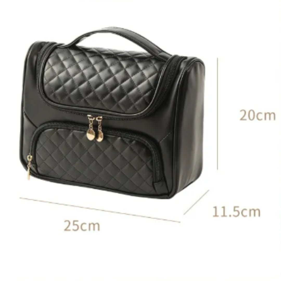 Cosmetics Bag for Women ⎜ Large Capacity with Quilted Surface and Practical Carrying Handle for on the Go