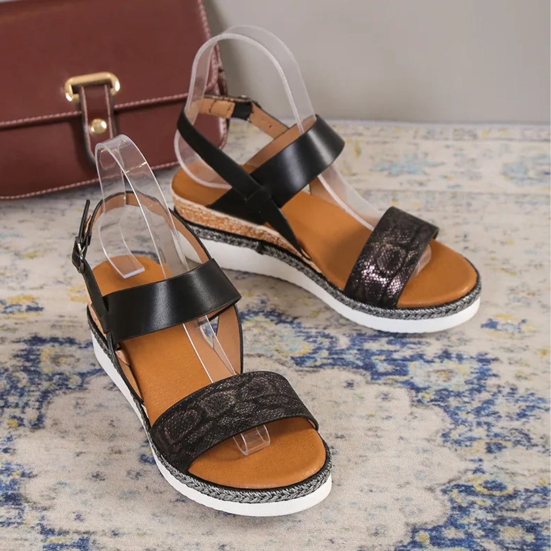 Women's Wedge Sandals ⎜ Comfortable Summer Shoes with Wide Straps and Soft Soles for a Secure Fit