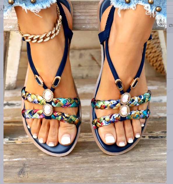 Women's Outdoor Sandals ⎜ Flat Comfort Sole with Braided Design and Suitable for Larger Sizes