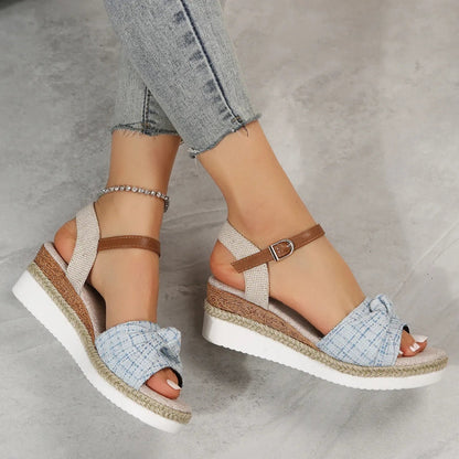 Wedge Heel Sandals for Women ⎜ Stylish Platform Shoes with Adjustable Strap and Braided Sole
