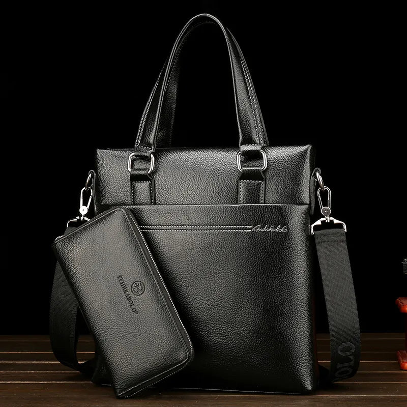 Leather Briefcase for Men ⎜ Elegant Shoulder Bag for Laptop and Documents with Sturdy Carrying Handle