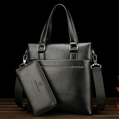 Leather Briefcase for Men ⎜ Elegant Shoulder Bag for Laptop and Documents with Sturdy Carrying Handle