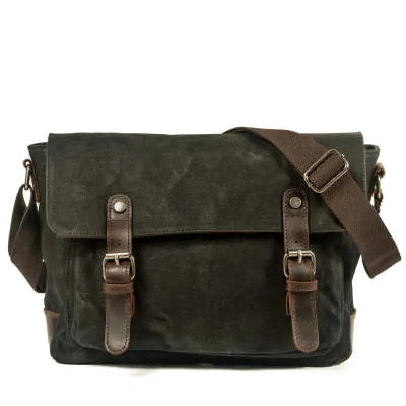 Canvas Shoulder Bag for Men ⎜ Robust Bag with Leather Accents and Adjustable Shoulder Strap