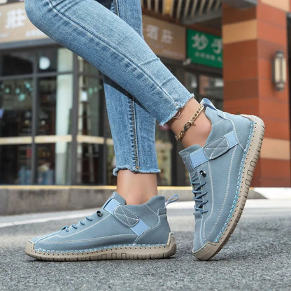 Sporty Trainers for Women ⎜ Comfortable High - Top Shoes with Velcro Fastening and Stitched Design