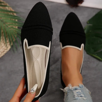 Flat Ballerinas for Women ⎜ Comfortable Slip - on Shoes with a Pointed Toe and Perforated Design