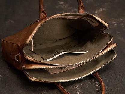 Leather Briefcase for Men ⎜ Noble Bag Made From Vegetable - Tanned Leather for Business and Leisure