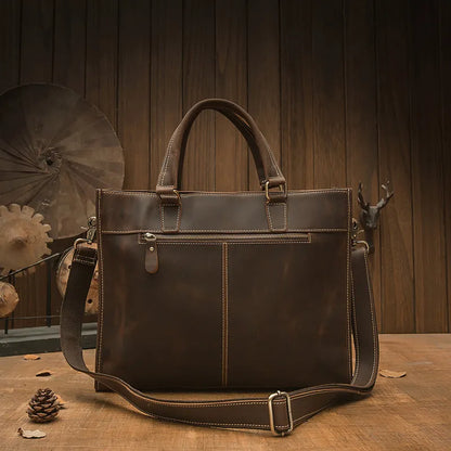 Real Leather Laptop Bag ⎜ Handmade Vintage Briefcase with Plenty of Storage Space and a Robust Design