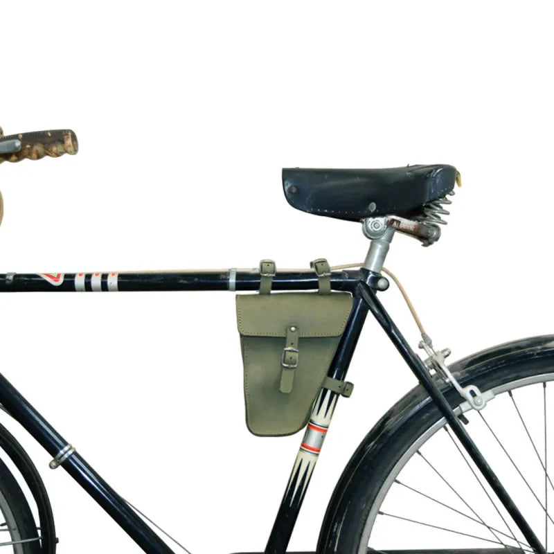 Leather Bike Frame Bag ⎜ Triangular Bag with Buckle Fastener for Mobile Phone and Small Items on the Go