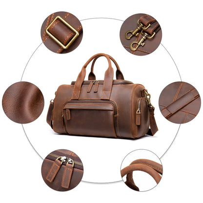 Leather Travel Bag for Men ⎜ Robust Handmade Travel Bag with Large Storage Space
