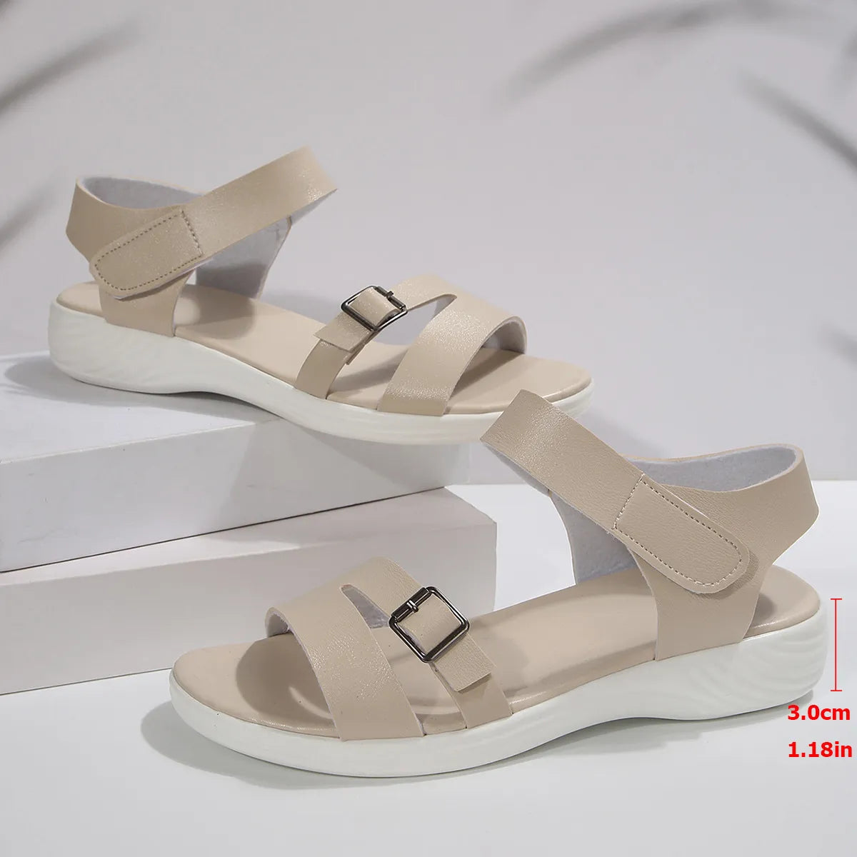 Velcro Sandals for Women ⎜ Comfortable Summer Shoes with a Flat Wedge Sole and Adjustable Strap