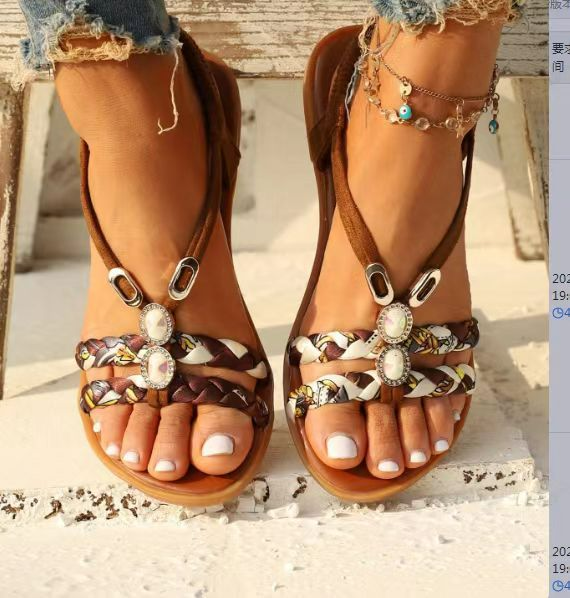 Women's Outdoor Sandals ⎜ Flat Comfort Sole with Braided Design and Suitable for Larger Sizes