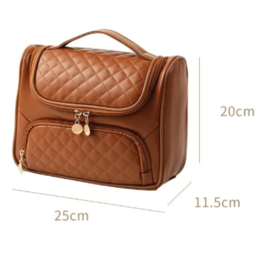 Cosmetics Bag for Women ⎜ Large Capacity with Quilted Surface and Practical Carrying Handle for on the Go