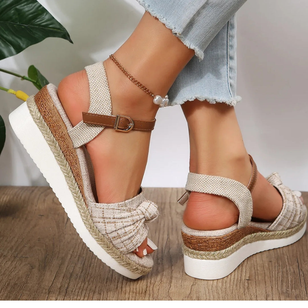 Wedge Heel Sandals for Women ⎜ Stylish Platform Shoes with Adjustable Strap and Braided Sole