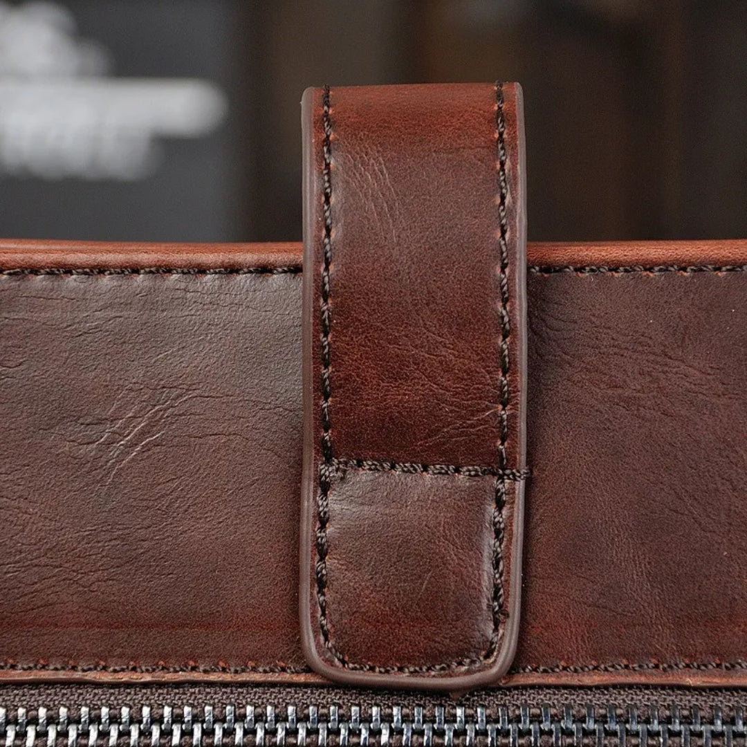 Shoulder Bag for Men ⎜ Retro Shoulder Bag Made of Faux Leather in Landscape Format with Magnetic Fastener