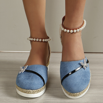 Wedge Heel Sandals for Women ⎜ Comfortable Summer Shoes with Beaded Straps and Braided Sole