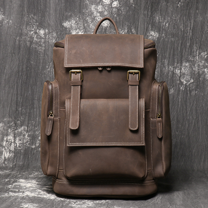 Laptop Backpack for Men ⎜ Large Leather Backpack with Side Pockets and Extra Storage Space for Travelling
