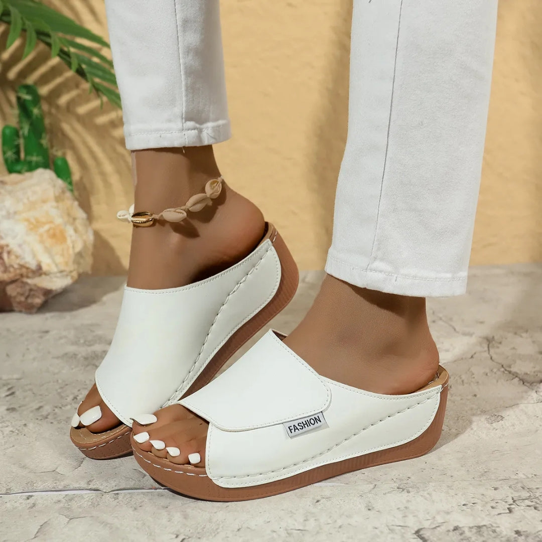 Summer Wedge Loafers for Women ⎜ Comfortable Mules with a Thick Heel and Simple Design for Everyday Wear
