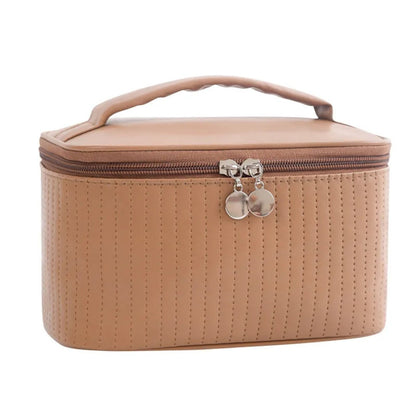 Cosmetics Bag for Women ⎜ Portable Travel Bag with Carrying Handle and Textured Surface for Make - Up