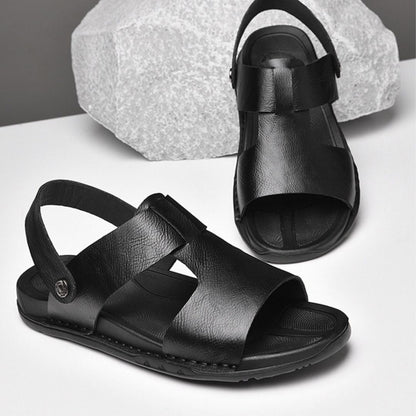 Men's Sandals ⎜ Comfortable Leather Shoes in Roman Style with Adjustable Strap for Summer