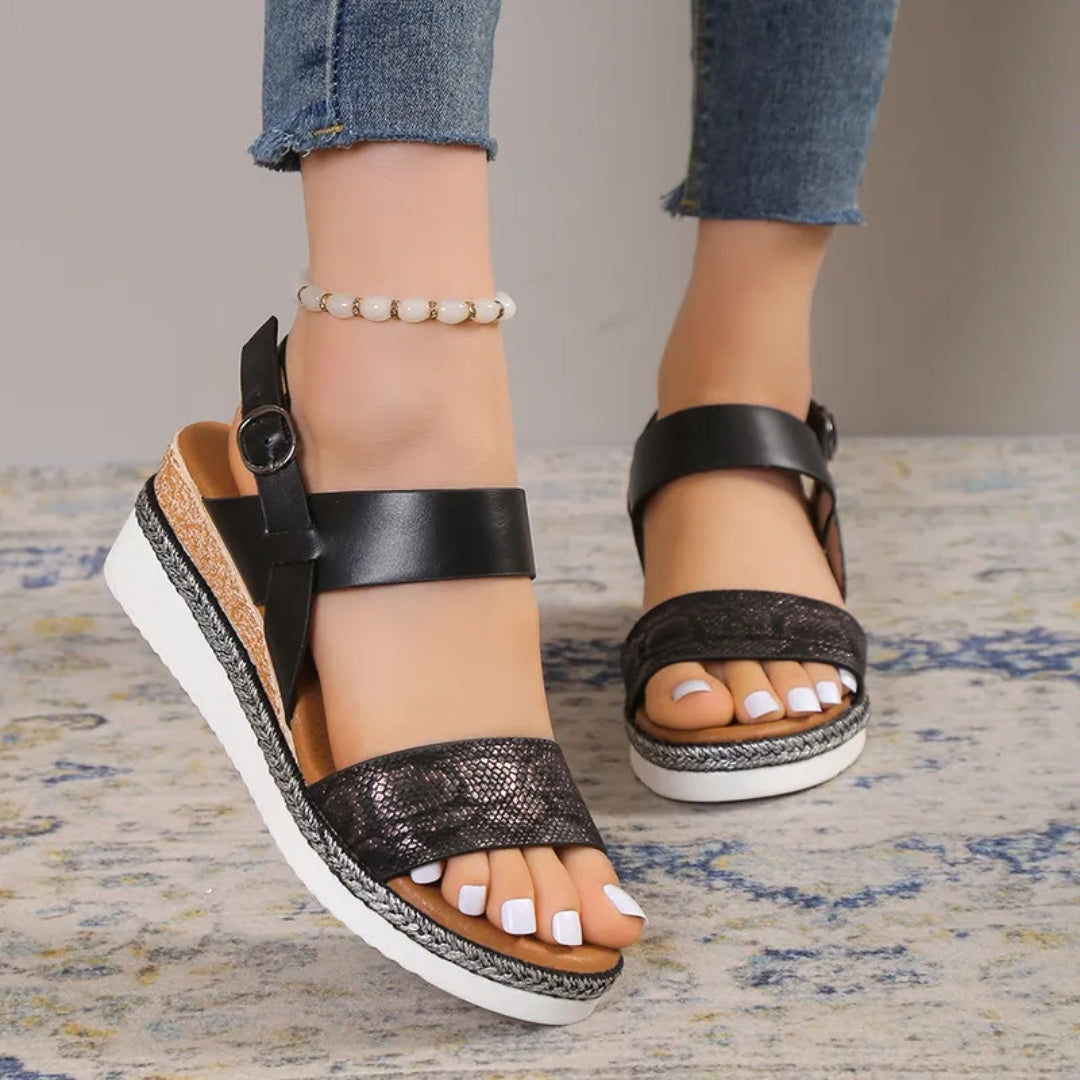 Women's Wedge Sandals ⎜ Comfortable Summer Shoes with Wide Straps and Soft Soles for a Secure Fit