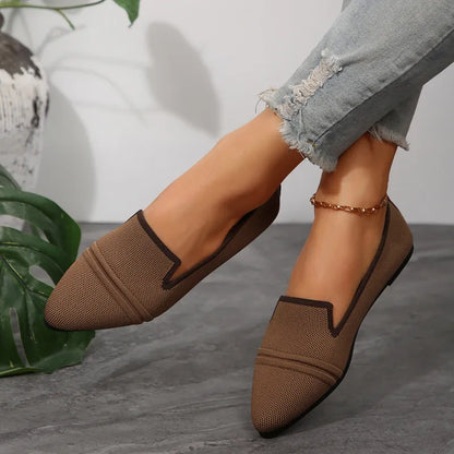 Flat Ballerinas for Women ⎜ Comfortable Slip - on Shoes with a Pointed Toe and Perforated Design