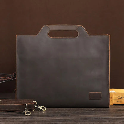 Leather Briefcase for Men ⎜ Robust Shoulder Bag Made From Genuine Cowhide with Comfortable Carrying Handle