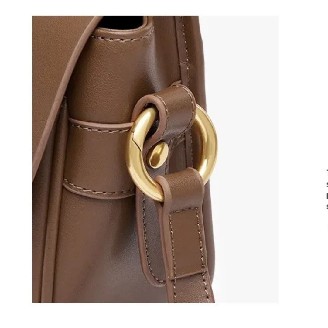 Leather Bag for Women ⎜ Stylish Shoulder Bag with Gold Buckle and Adjustable Strap
