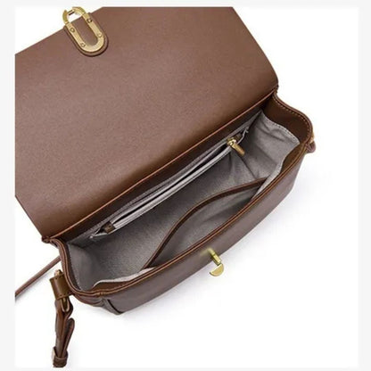 Leather Bag for Women ⎜ Stylish Shoulder Bag with Gold Buckle and Adjustable Strap