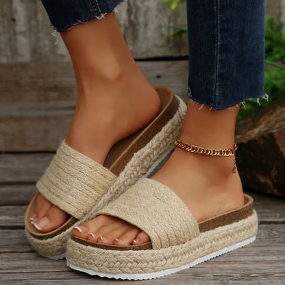 Sandals for Women ⎜ Comfortable Shoes with a Hemp Rope Design and Muffin Sole for Summer