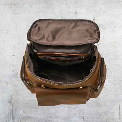 Leather Rucksack for Men ⎜ Robust Day Rucksack with Laptop Compartment and Plenty of Storage Space