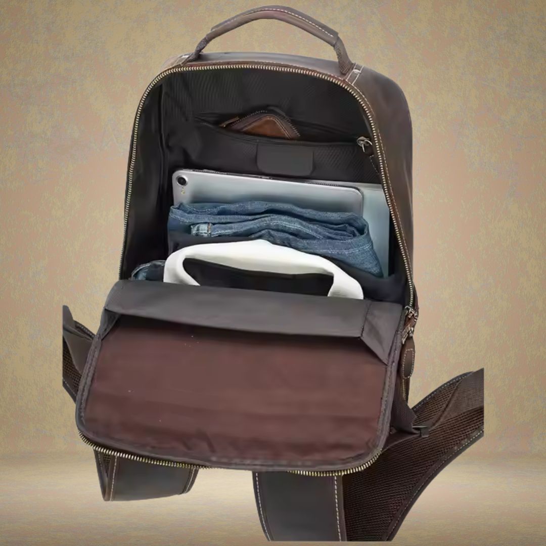 Leather Backpack for Men ⎜ Stylish Design with Generous Storage Space for Travelling and Leisure