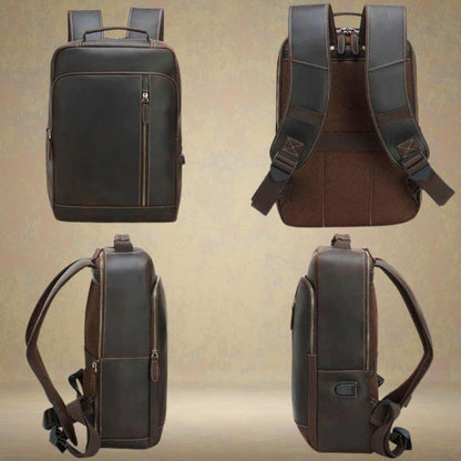 Leather Backpack for Men ⎜ Stylish Design with Generous Storage Space for Travelling and Leisure