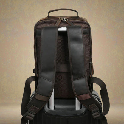 Leather Backpack for Men ⎜ Stylish Design with Generous Storage Space for Travelling and Leisure