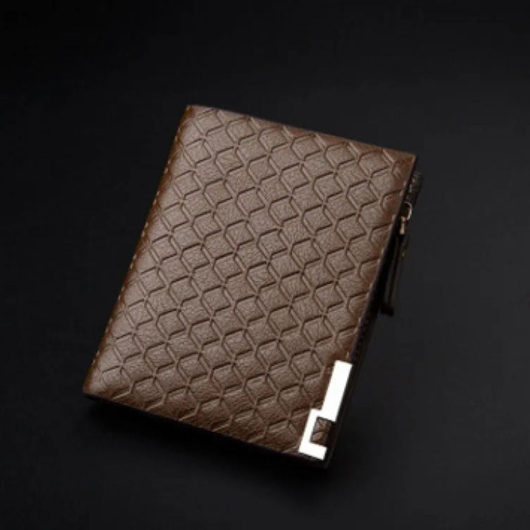 Men's Wallet with Embossing ⎜ Compact Wallet with Zip and Card Compartments