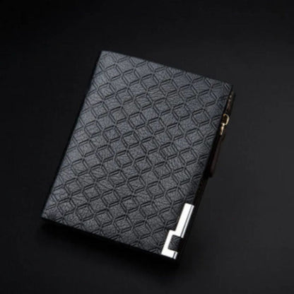 Men's Wallet with Embossing ⎜ Compact Wallet with Zip and Card Compartments