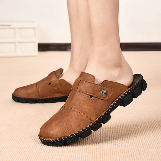 Summer Slip - on Shoes for Men ⎜handmade Casual Shoes with Fashionable Stitching for Outdoor and Everyday Wear
