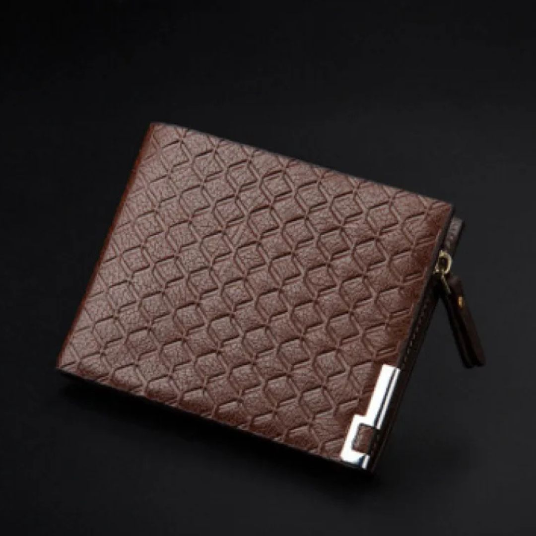 Men's Wallet with Embossing ⎜ Compact Wallet with Zip and Card Compartments