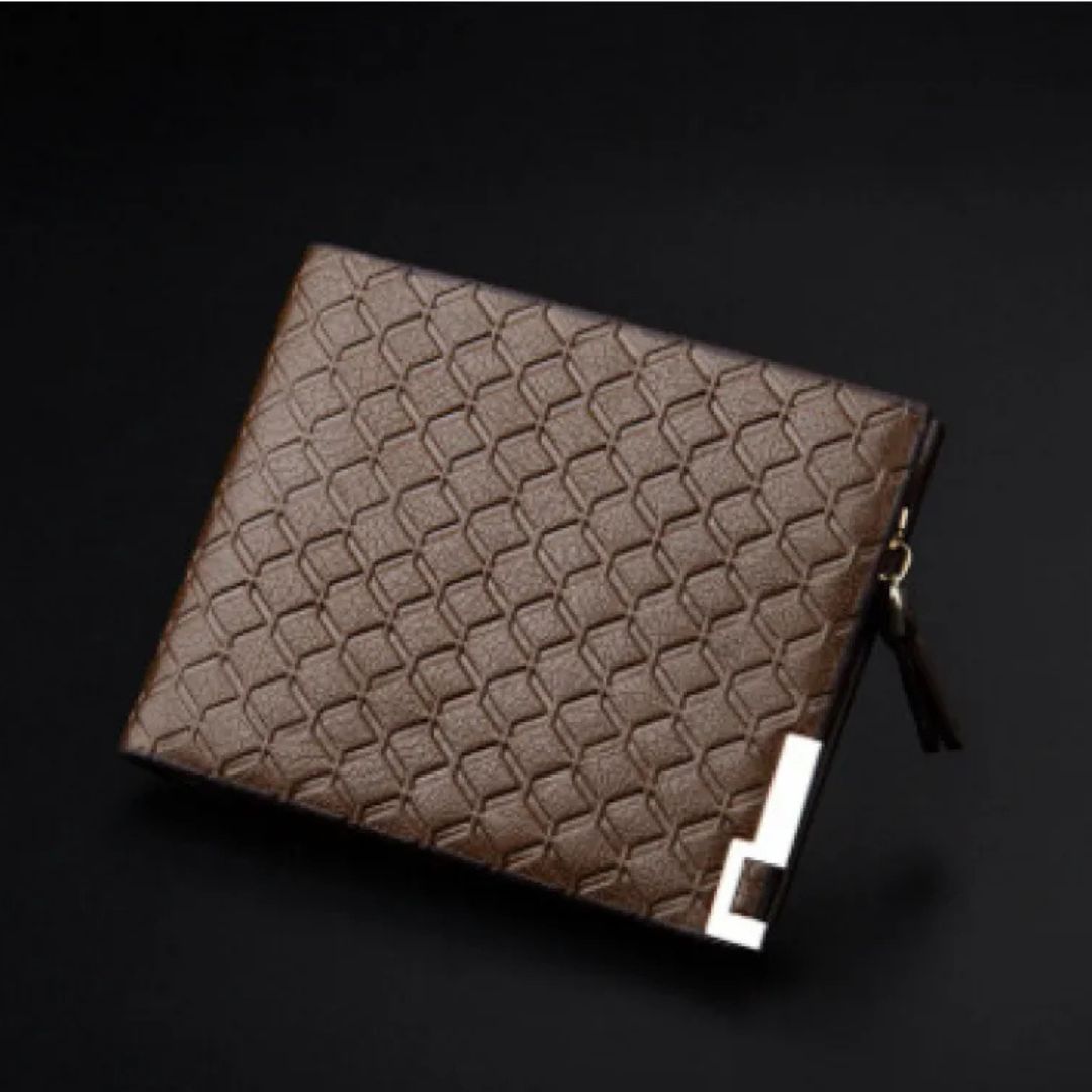 Men's Wallet with Embossing ⎜ Compact Wallet with Zip and Card Compartments