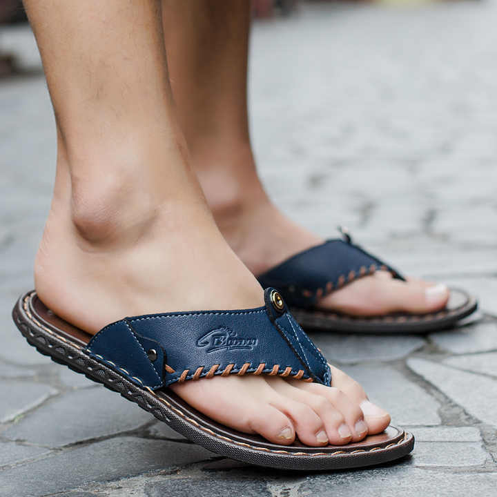 Men's Toe Separators for Summer ⎜ Comfortable Leather Sandals with Non - Slip Soles and Stylish Details