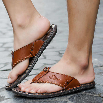 Men's Toe Separators for Summer ⎜ Comfortable Leather Sandals with Non - Slip Soles and Stylish Details