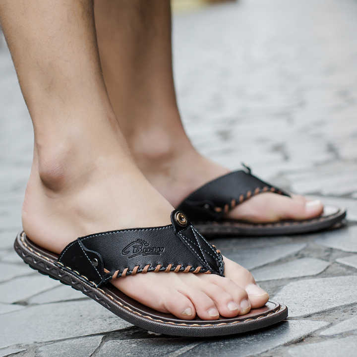 Men's Toe Separators for Summer ⎜ Comfortable Leather Sandals with Non - Slip Soles and Stylish Details