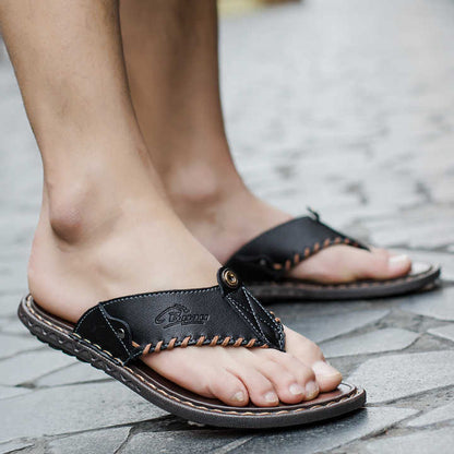 Men's Toe Separators for Summer ⎜ Comfortable Leather Sandals with Non - Slip Soles and Stylish Details